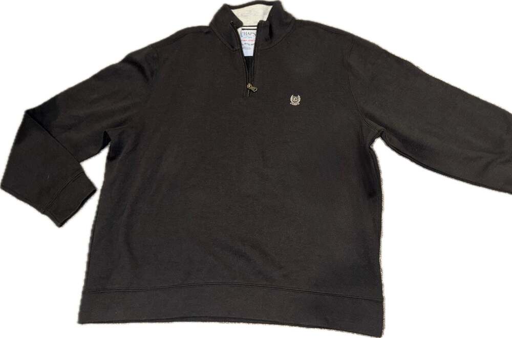 Chaps Natural Stretch Quarter-Zip Pullover Sweatshirt Black XXL